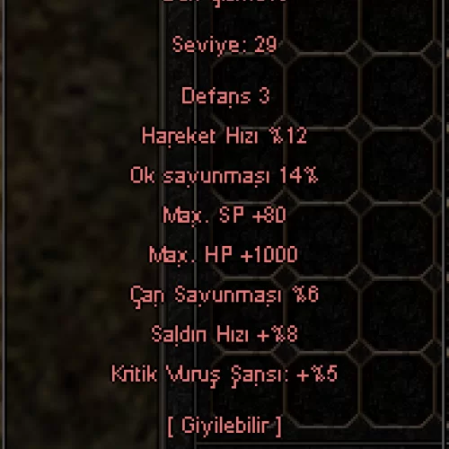  1K HP - 8 SALDIRI HIZI - 5 KRITIK - +6 DERI CIZME